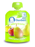 GERBER Deserek w tubce JABŁKO/GRUSZKA 90g